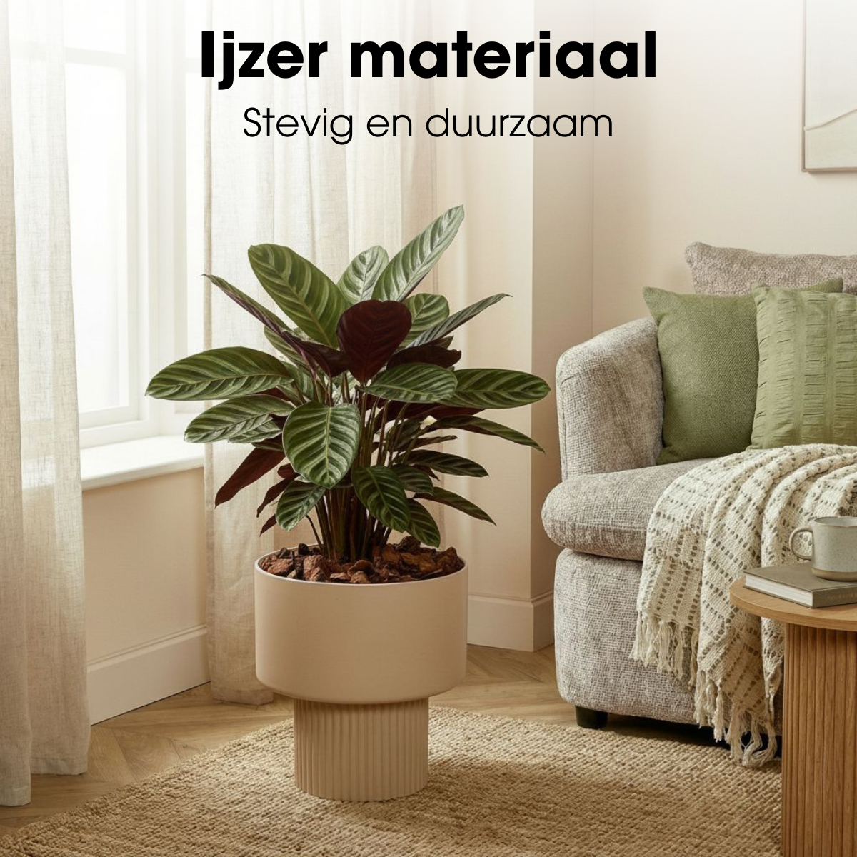 Bloempot Lux 33x31,5 cm lichtbruin ijzer