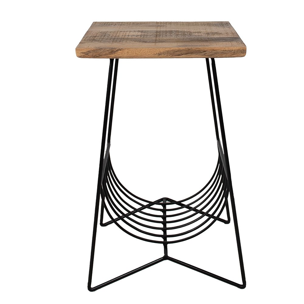 Bijzettafel 40x40x63 cm hout ijzer bruin zwart