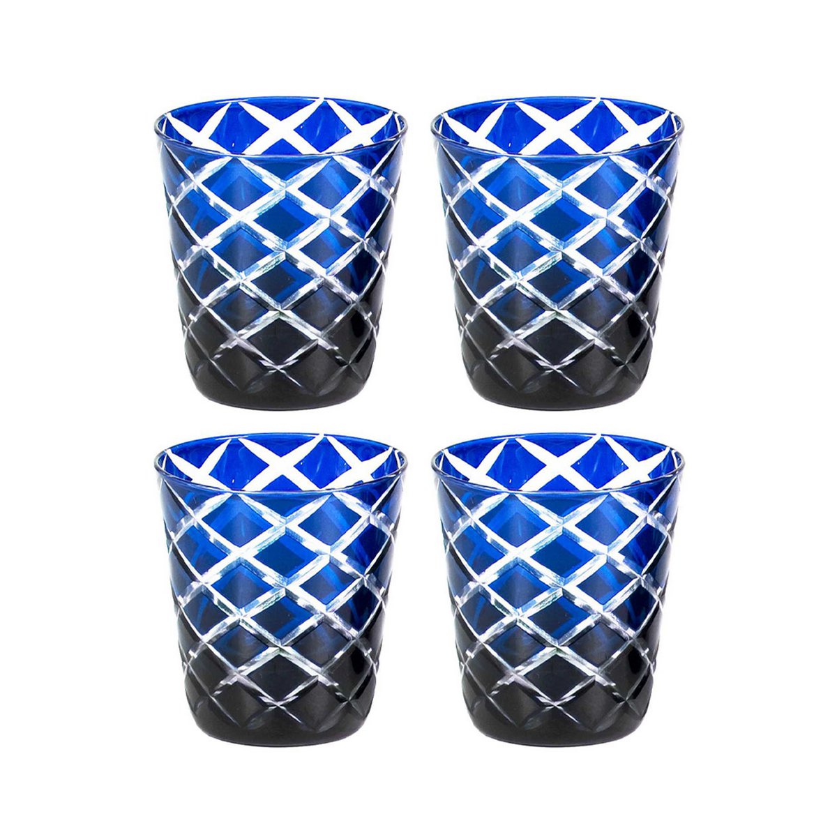 Mok Dio set van 4 blauw rood glas 0,23L