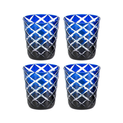 Mok Dio set van 4 blauw rood glas 0,23L