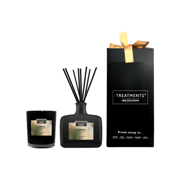 Geurstokken en kaars cadeau set 200ml Samoa