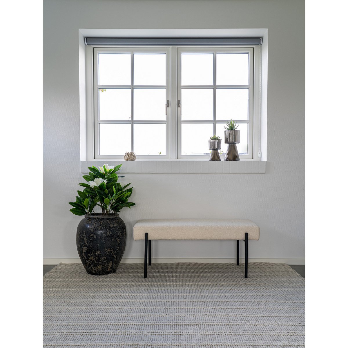 Vloerkleed 160x230 cm ivoor wol katoen polyester acryl nylon