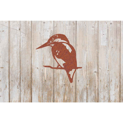 Wanddecoratie IJsvogel Roestmetaal Met Staal En Hout
