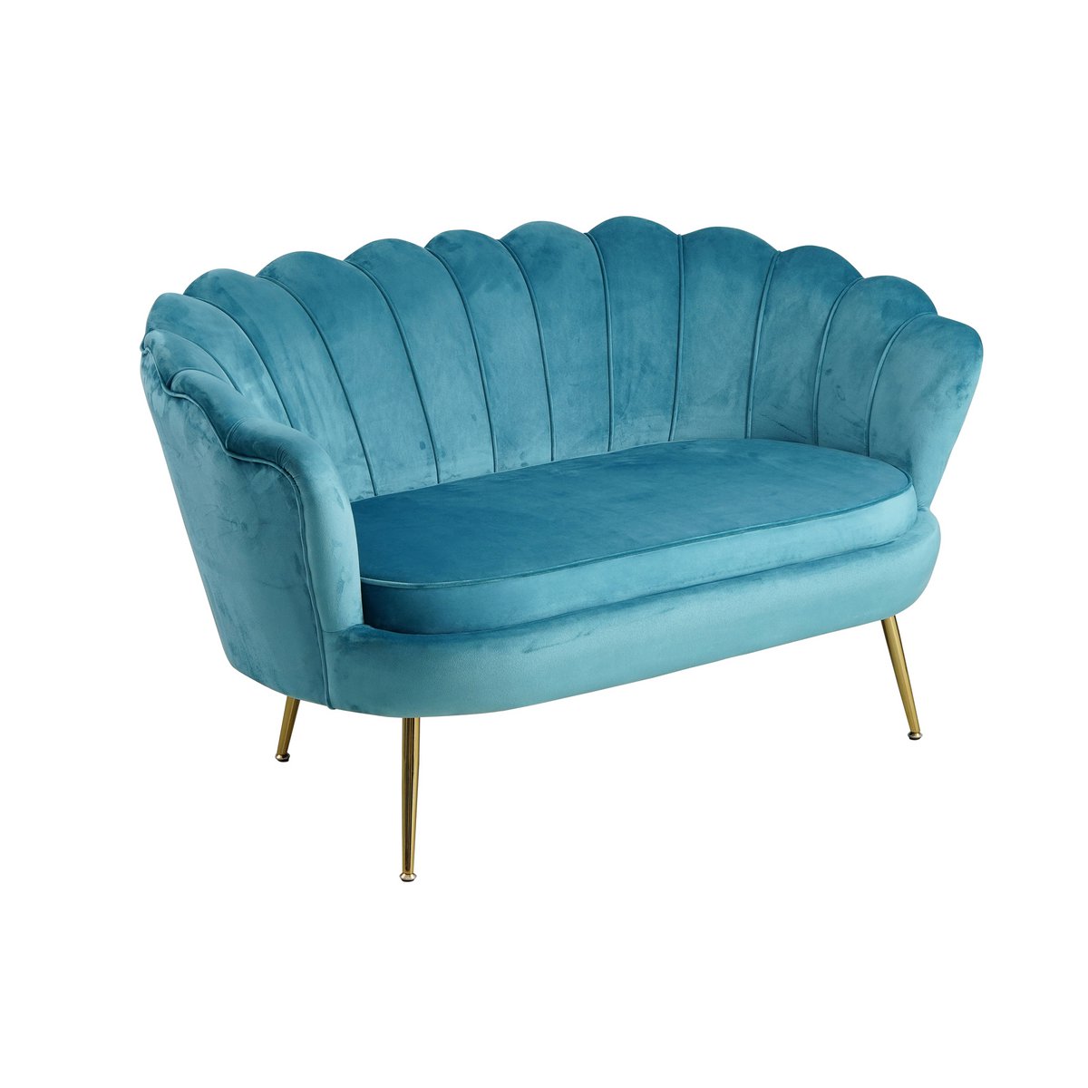 Schelpenbank fluweel blauw 136x77x78 cm