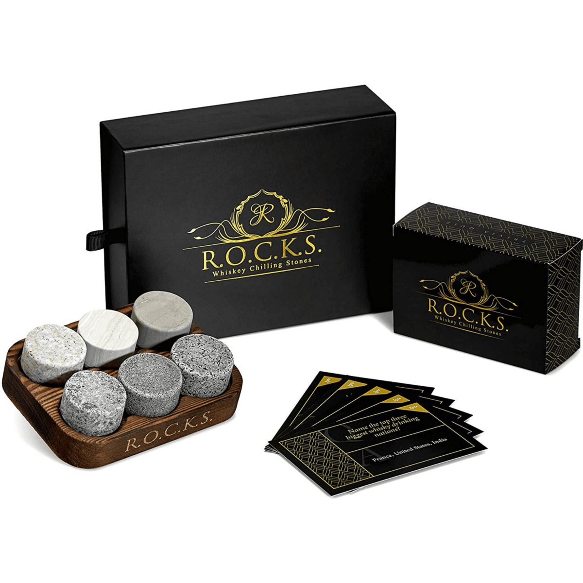 Whisky quiz giftset met whisky stenen