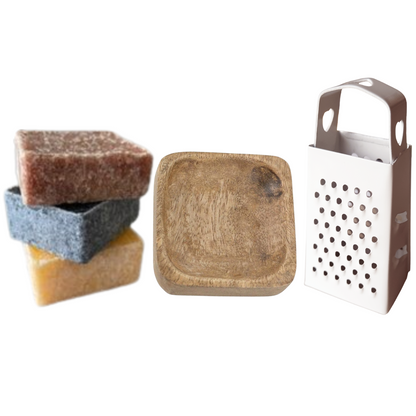 Amberblokjes giftset met schaaltje en rasp
