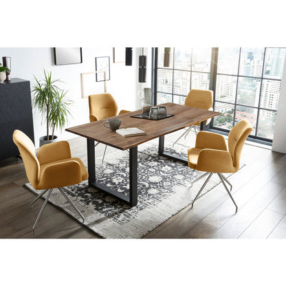 Eettafel 160x90 cm massief acacia stoelen 4 stuks