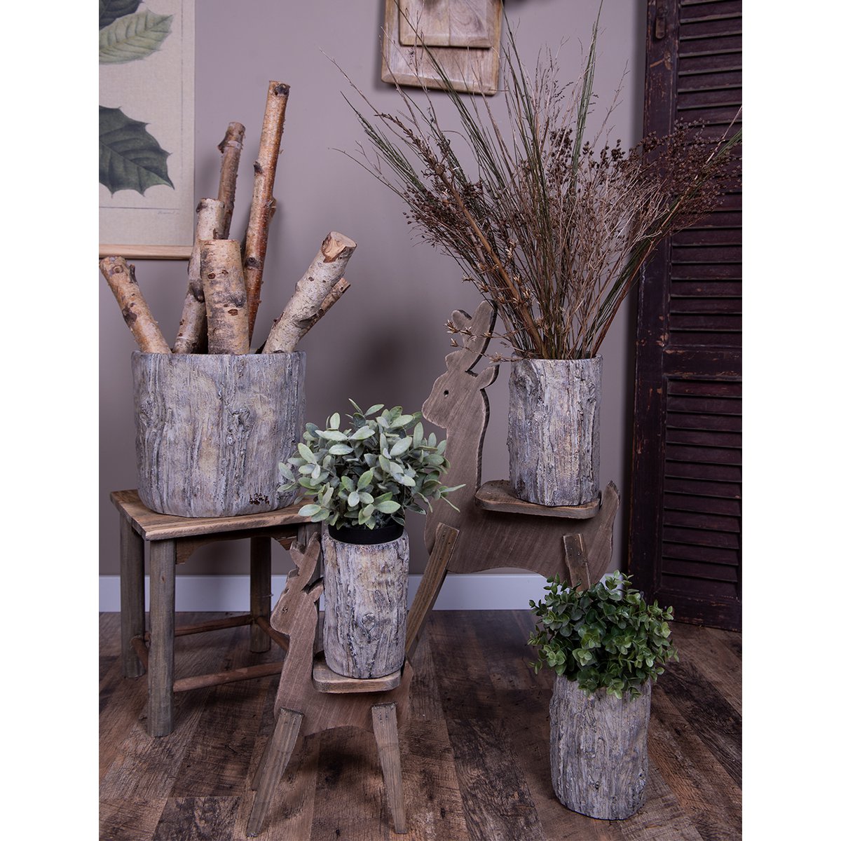 Plantenstandaard rendier 69 cm bruin hout