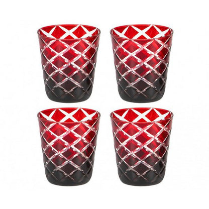 Mok Dio set van 4 blauw rood glas 0,23L