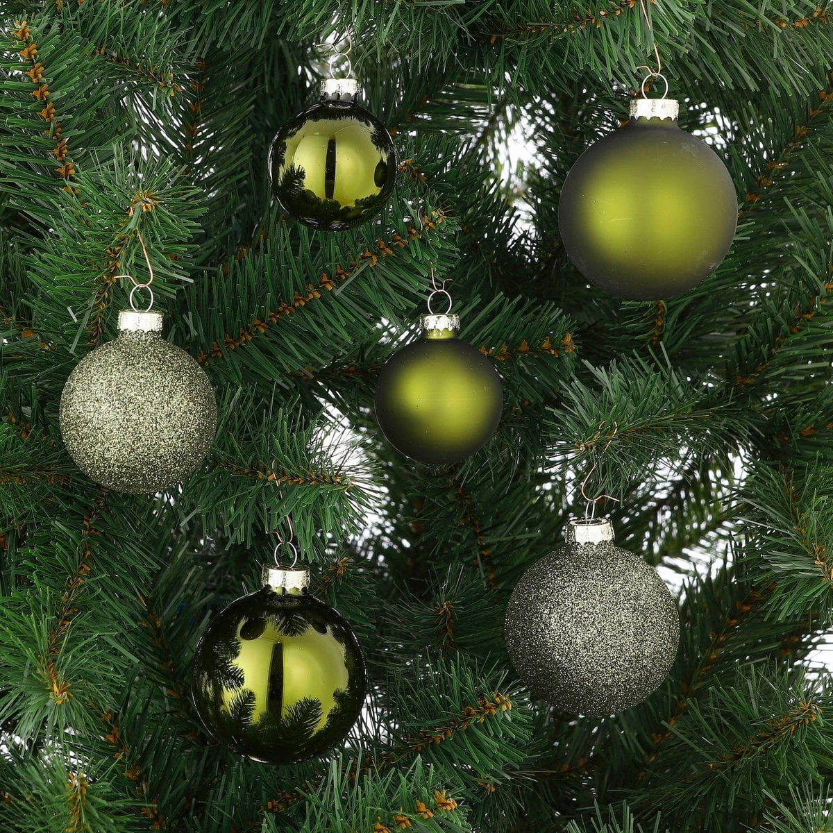 Kerstballen set 26 stuks glas 7/6/5 cm donkerbruin