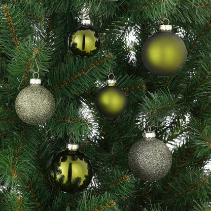 Kerstballen set 26 stuks glas 7/6/5 cm donkerbruin