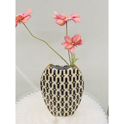 Vaas 26x20 cm porselein keramiek zwart goud wit