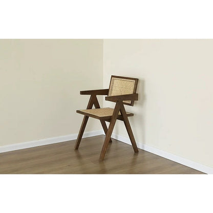 Stoel Pierre Jeanneret Hout en Rotan Hoge Kwaliteit
