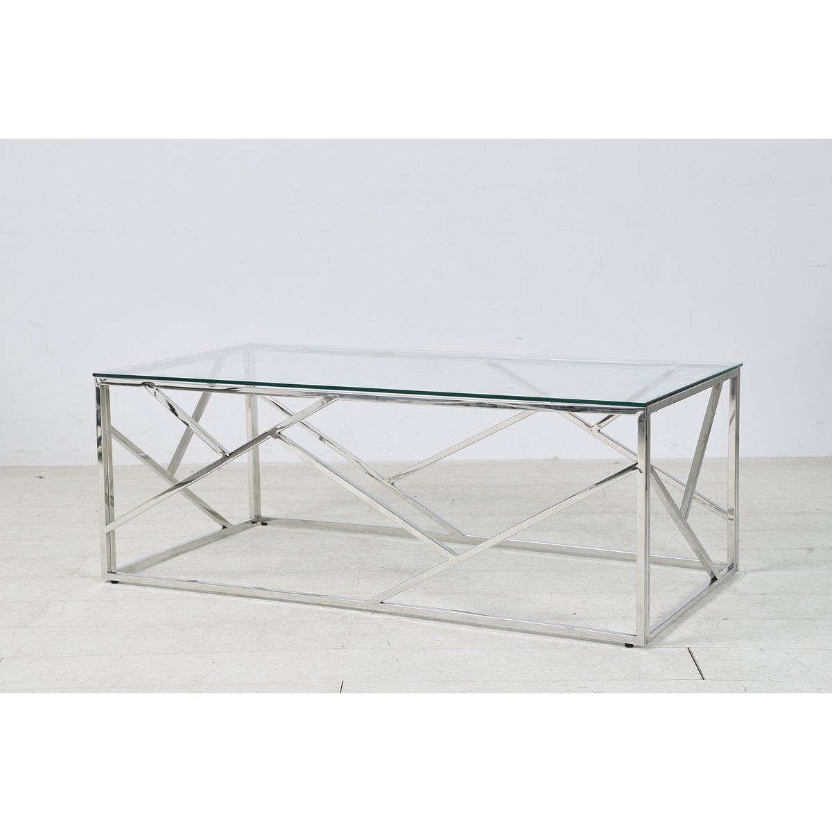 Salontafel 120x60 cm glas zilver