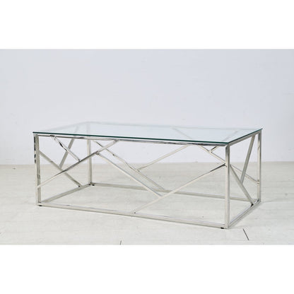 Salontafel 120x60 cm glas zilver