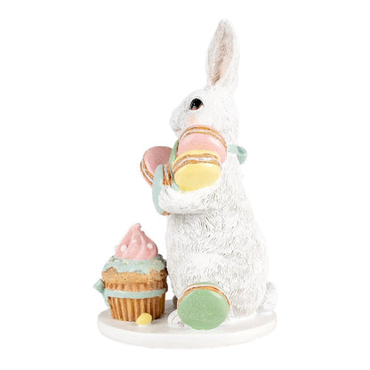Decoratie Beeld Konijn 25 cm Wit Kunststof Macarons
