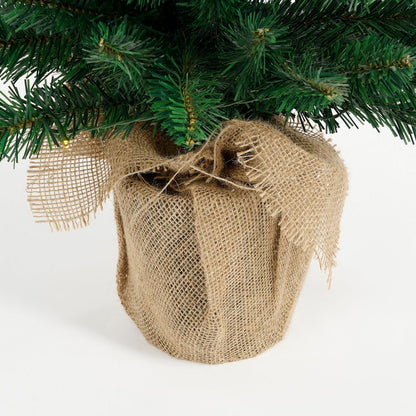 Kunstkerstboom smal 90 cm groen jute pot