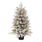 Kunstkerstboom 90 cm Ø61 cm groen wit met LED timer