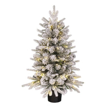 Grimshaw Kunstkerstboom in Pot met LED Verlichting en Timerfunctie - H90 x Ø61 cm - Groen, Wit