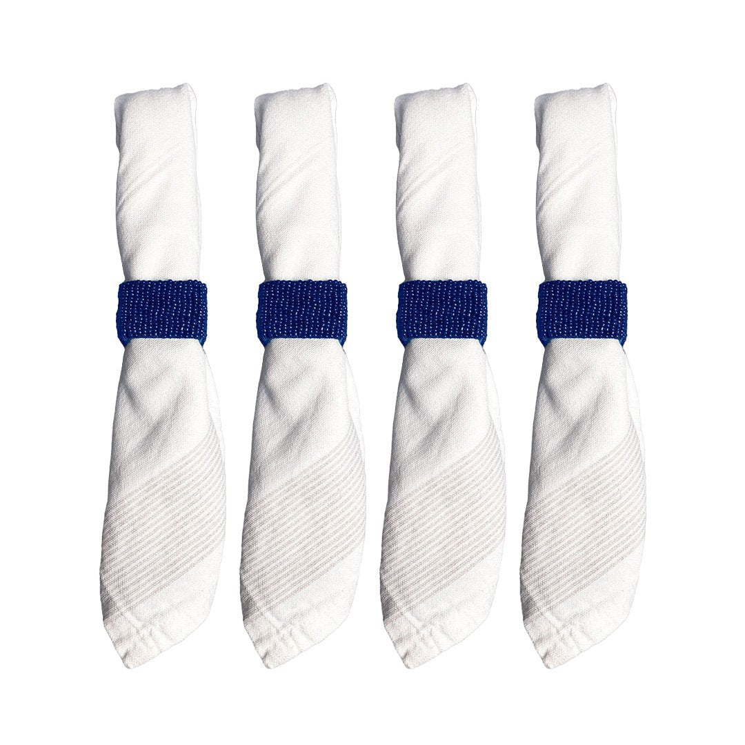 Handdoekringen metaal donkerblauw set van 4