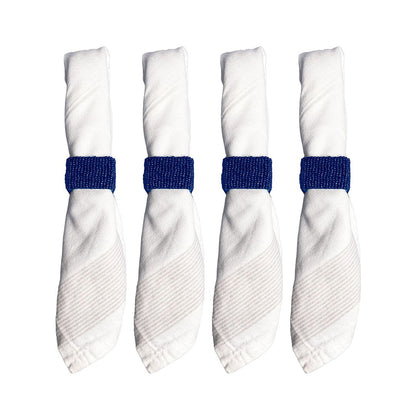 Handdoekringen metaal donkerblauw set van 4
