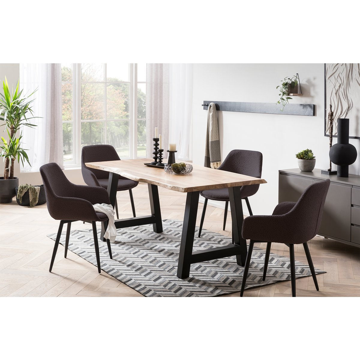 Fauteuil antraciet bouclé set van 2