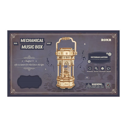 Robotime muziekdoos lantaarn 30 cm berkenhout