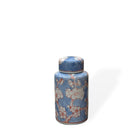 Mini vaas porselein blauw met deksel