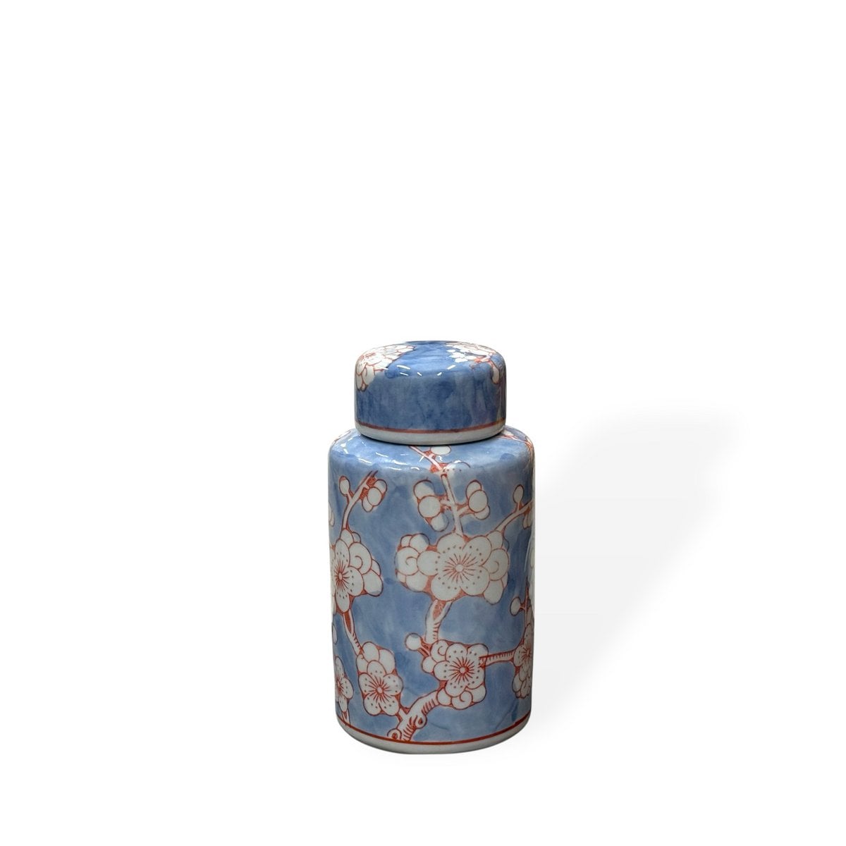 Mini vaas porselein blauw met deksel