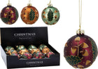 Kerstballen glas mat 8 cm goud groen rood