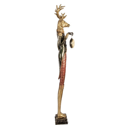 Decoratie Beeld Hert 12x16x87 cm Goudkleurig Kunststof
