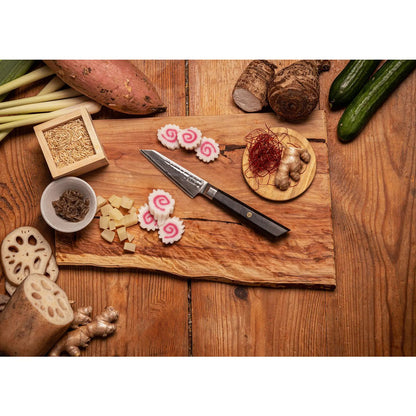 The Bunka Damascus Starter Set: 2 knives (Bunka Damascus Paring knife 90mm + Bunka Damascus Santoku 170mm)