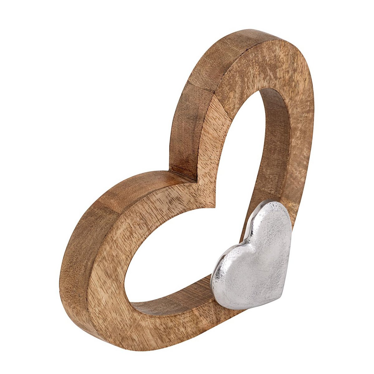 Houten figuur 27x21 cm mango aluminium