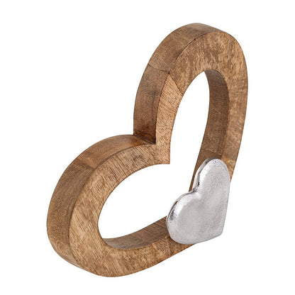 Houten figuur 27x21 cm mango aluminium
