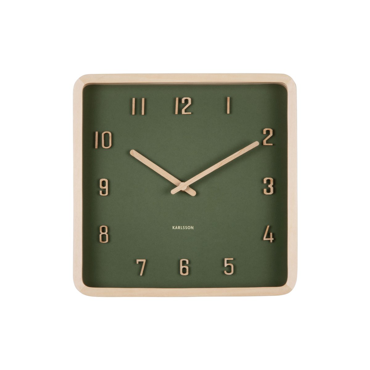 Wandklok 26x26 cm hout groen