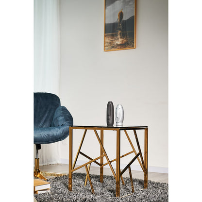 Bijzettafel 55x55x55 cm goud grijs glas metaal