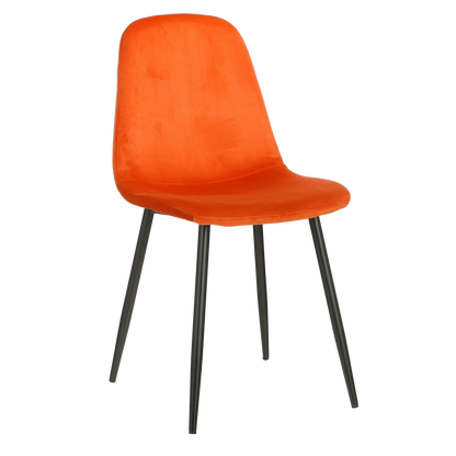 Montelli Eetkamerstoel Velvet Oranje Met Zwart Frame