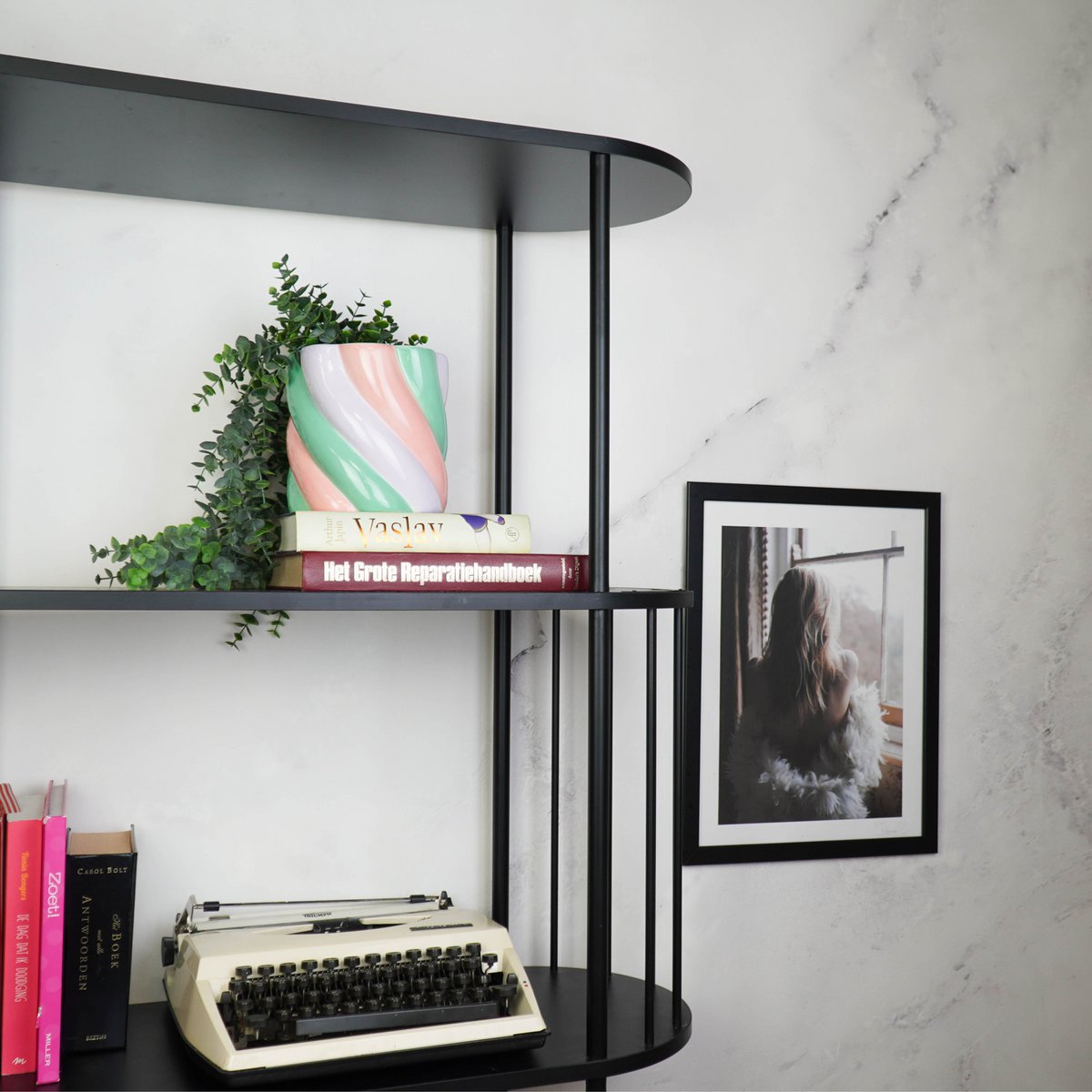 Bloempot 15,5x15,5x16 cm roze groen