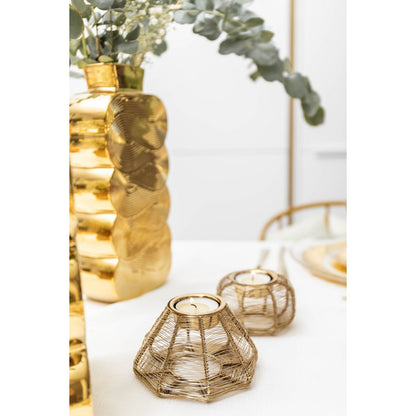 Kandelaar rond 9x9x5cm goud