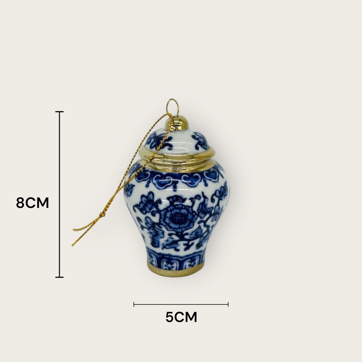Blue and white porcelain mini Christmas ornament
