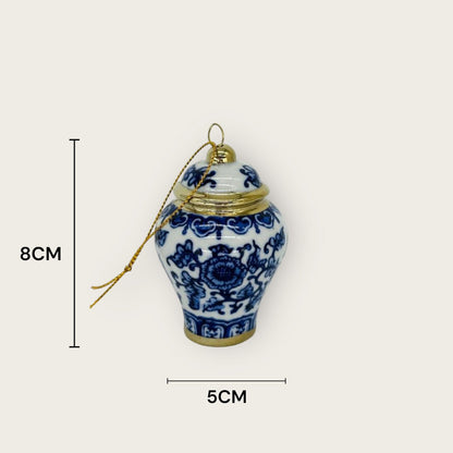 Blue and white porcelain mini Christmas ornament