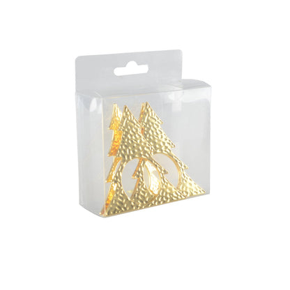 Servetringen goud metaal 4x4x1 cm set van 4