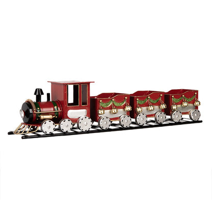 Decoratie beeld trein 58x12x14 cm rood metaal