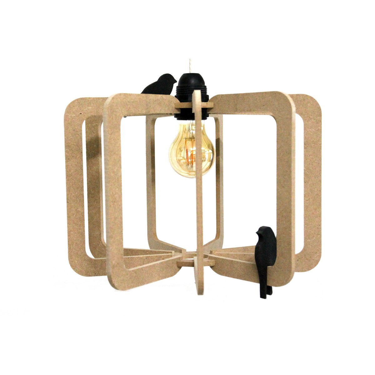 Hanglamp hout 30 cm MDF zwart