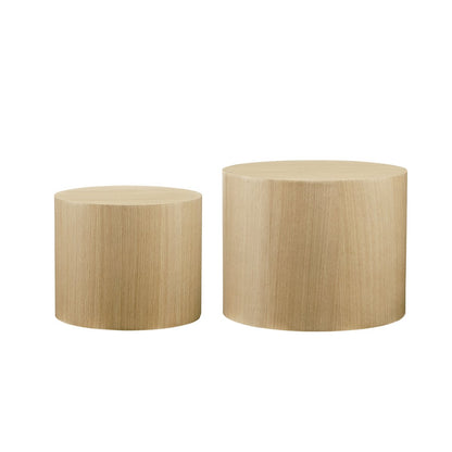Set 2 eiken salontafels 48x48x38 cm en 38x38x32 cm
