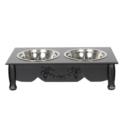 Voerbak hond 2x500 ml Zwart Hout Voerbak Kat