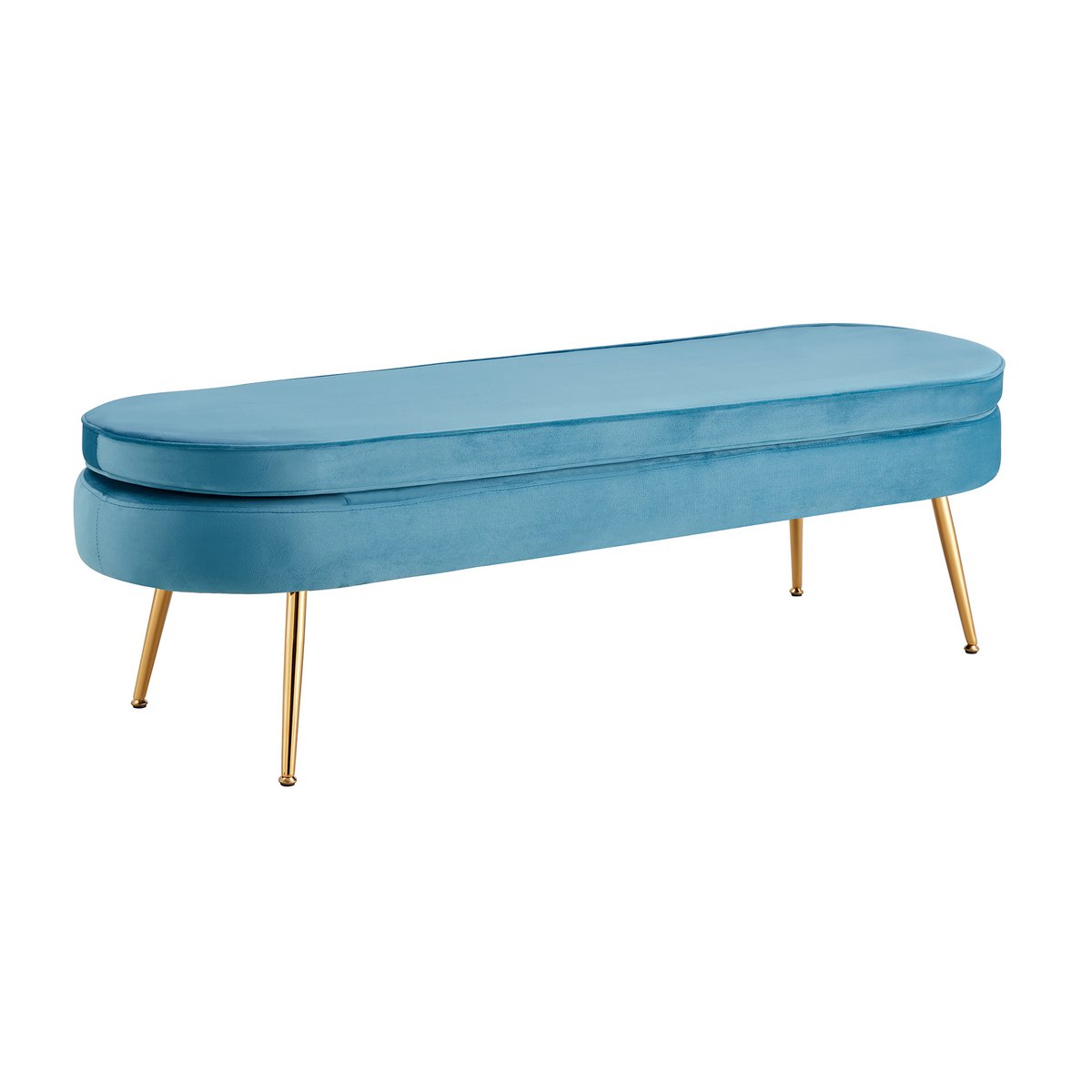 Poef ovaal 142x45x41 cm blauw metaal