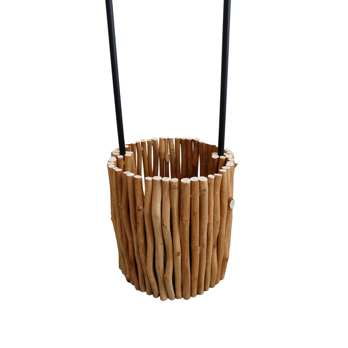 Vloerlamp drijfhout naturel/wit 155 cm met plantenmand
