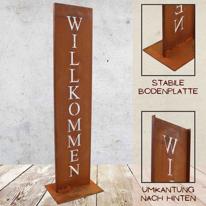 Welkomstbord roest metaal 71x15 cm