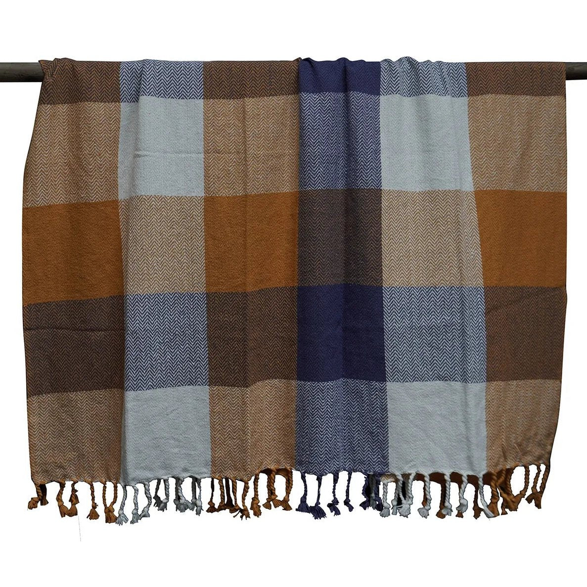 Multicolor Checked Plaid / Sofa Throw – Stylish Throw with Fringes – 130×170 cm – Urbane Hide
